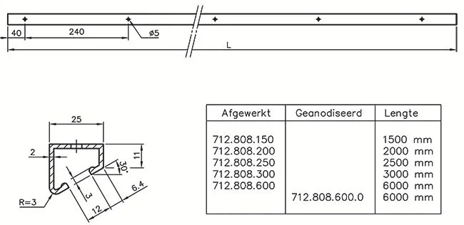 712.809.300 VEILIGHEIDSRUBBER LENGTE 3 METER