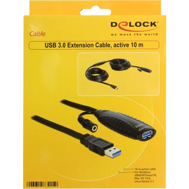 DeLOCK USB 3.0 actieve verlengkabel (Zwart, 10 meter)